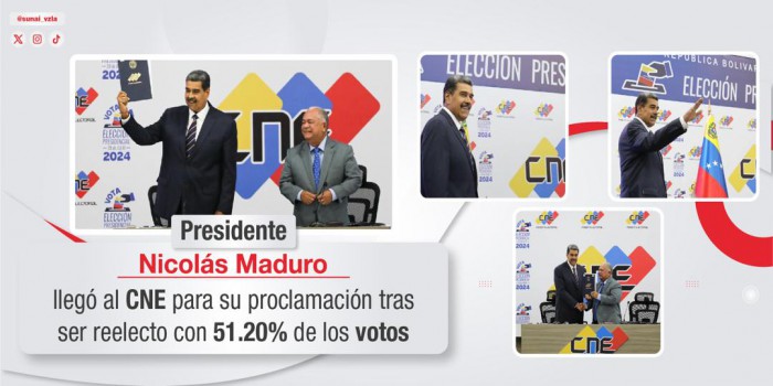 Nicolás Maduro llega al CNE para su proclamación tras ser reelecto con 51.20% de los votos