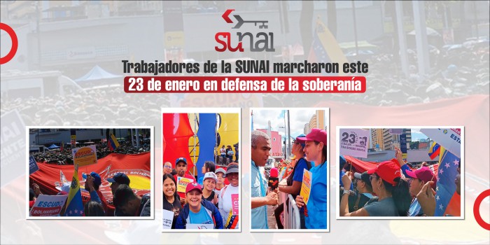 Trabajadores de la SUNAI marcharon este 23 de enero en defensa de la soberanía